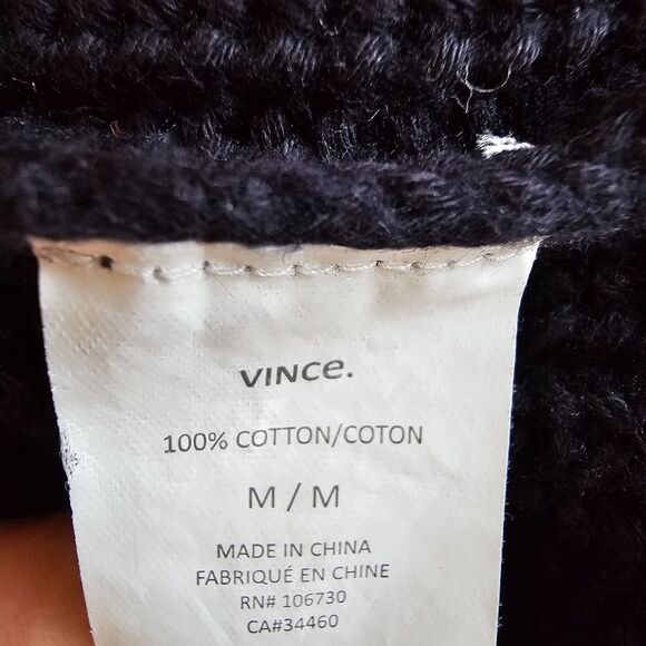 Vince Black V-Neck Ribbed Sweater Women’s Size M - Picture 7 of 8